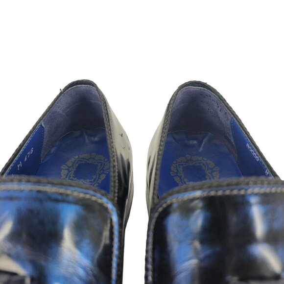 Mezlan Custom Marbleized Blue Leather Dress Shoes 8.5M Wingtip Tassel Loafers - Picture 15 of 16